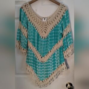 Bohemian Crochet Tie Dye Hawaiian Pullover Top